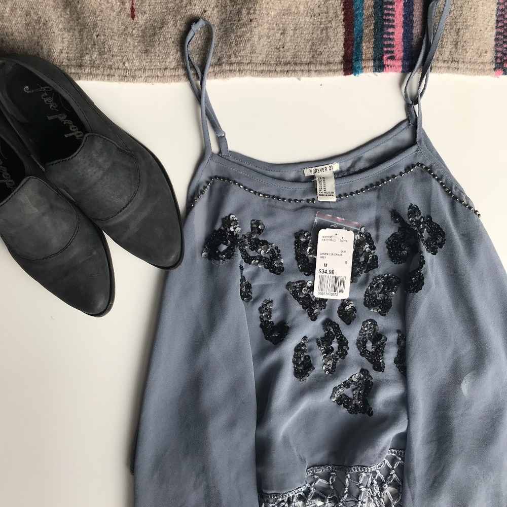 F21 • Boho embellished top